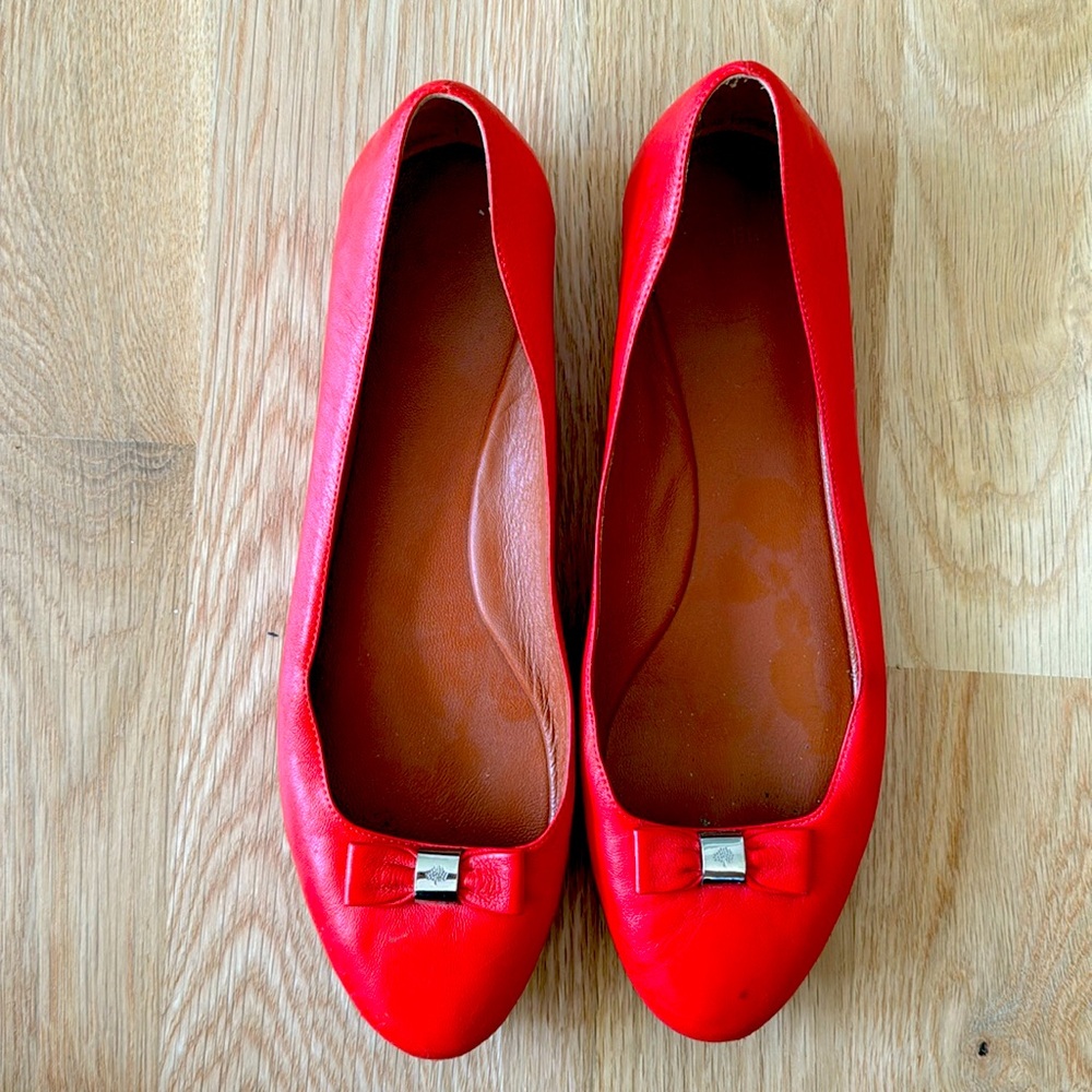 Mulberry red leather ballet flats sz 9